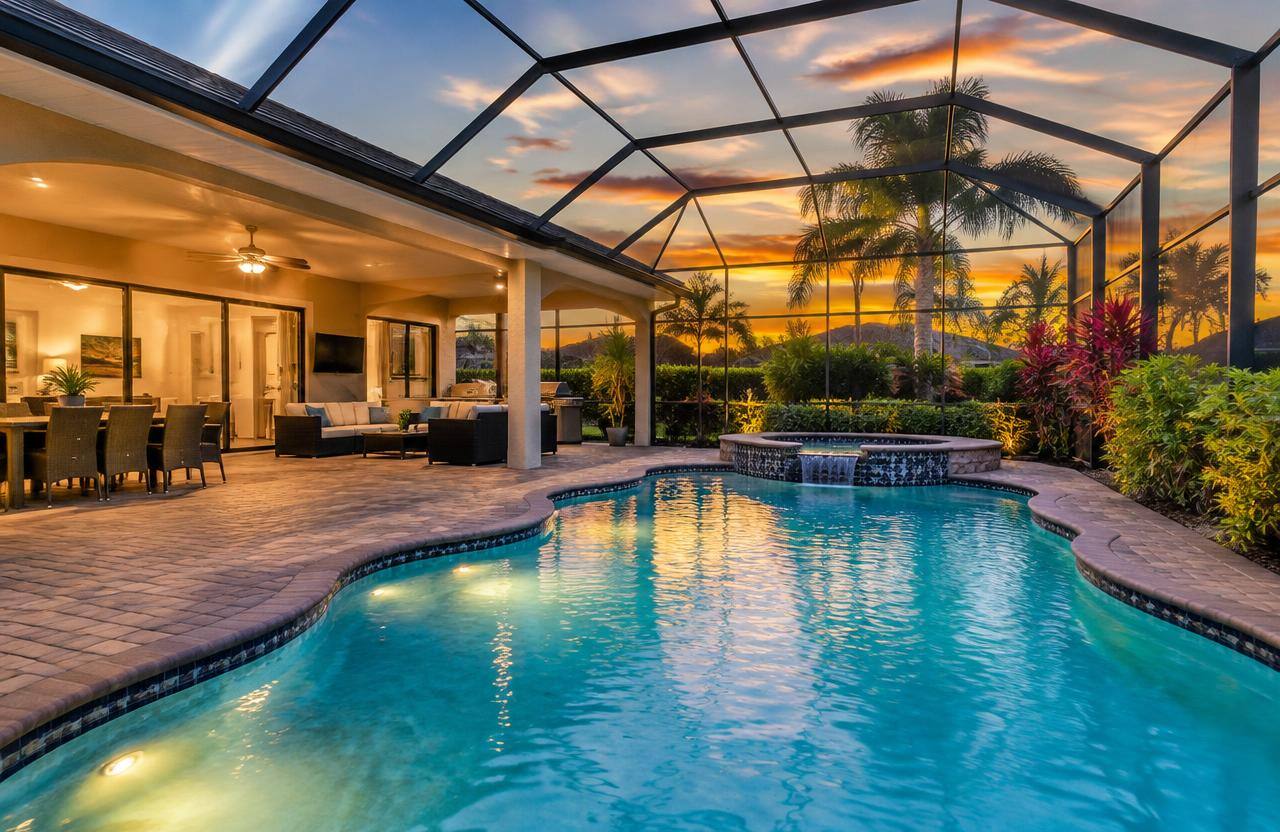 A classic Florida pool and lanai near Riverview